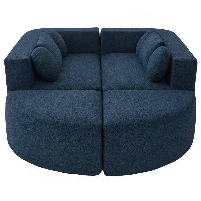 Modular Boneless Sectional Sofa With Deep Seating, Curved Design, And Convertible Sofa Bed Functionality.
