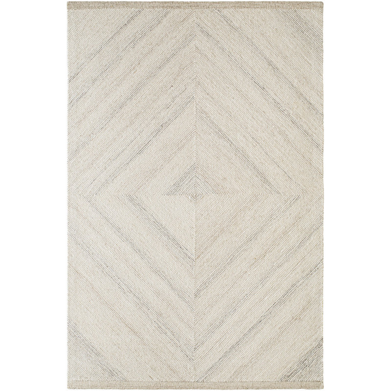 Tapis beige rectangulaire en laine touffeté à la main Lumpkin, Rectangle 8 pi 10 po x 12 pi