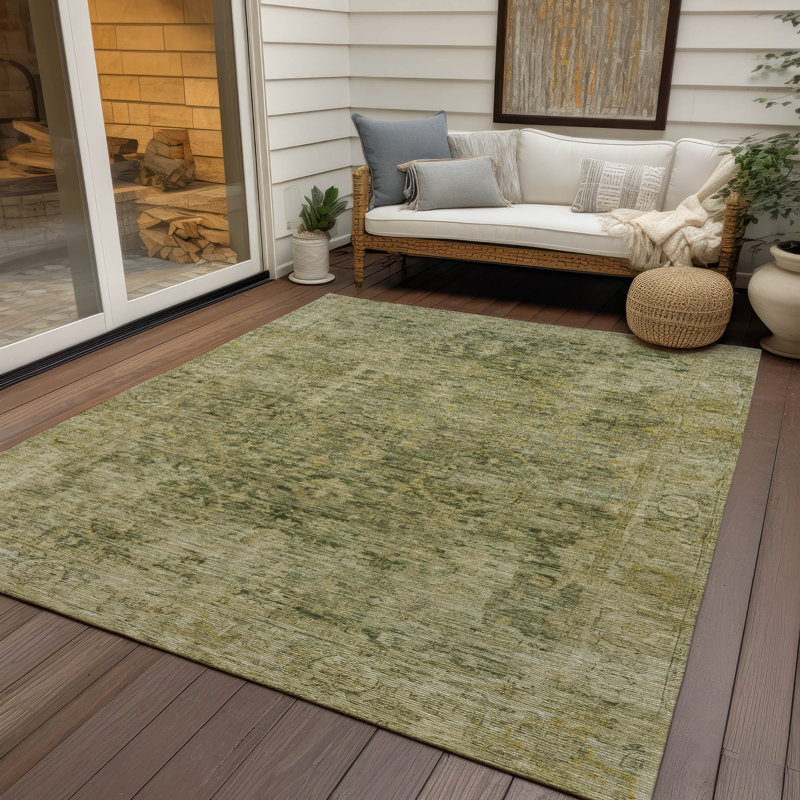 Tapis vert intérieur / extérieur lavable à la machine Xhevrie, Rectangulaire 8 pi x 10 pi