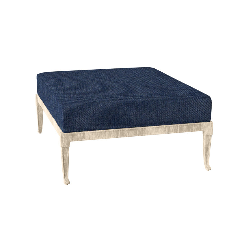 Repose-pieds d'extérieur Wiltshire, Tissage uni palette indigo Sunbrella®, Blanc patiné
