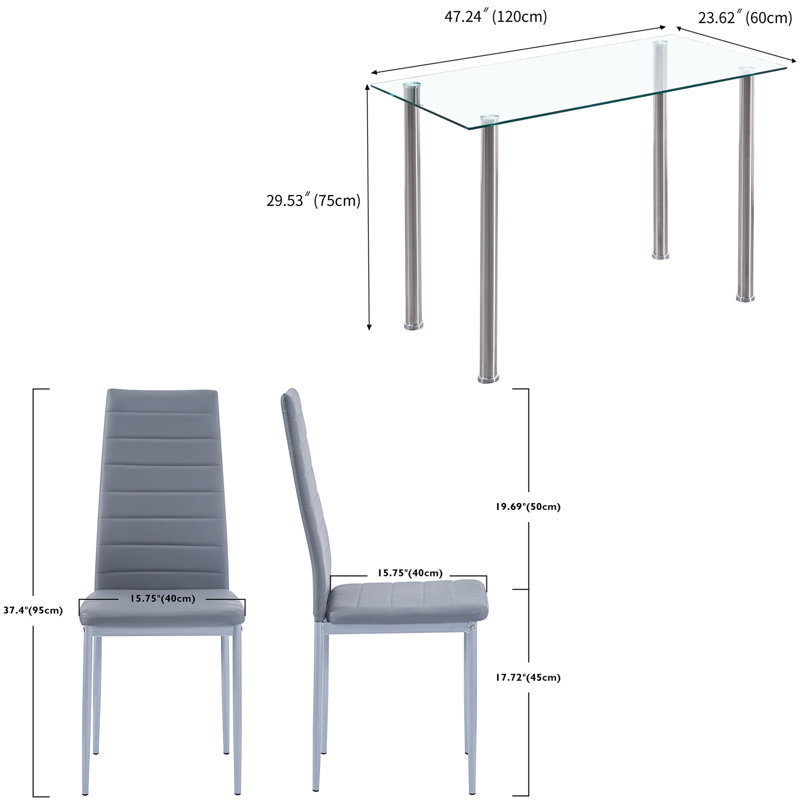 Ensemble repas pour 4 personnes Korie, Gris foncé / argent