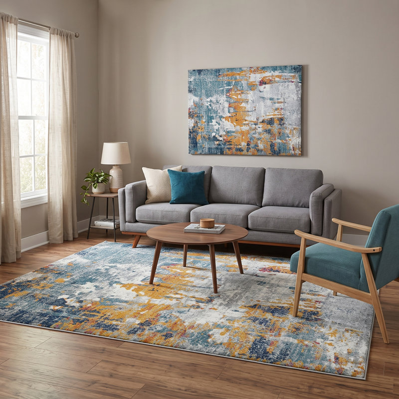 Tapis orange / bleu Chelsea, Rectangle 2 pi x 3 pi