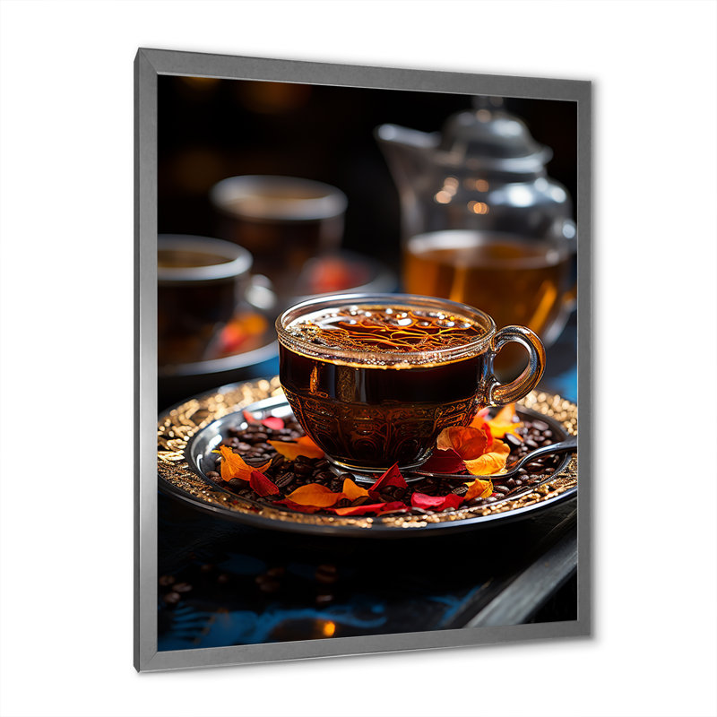 Aroma Cuban Coffee Harmony III - impression, H 20 po x l 12 po x P 1 po, Cadre simple argenté