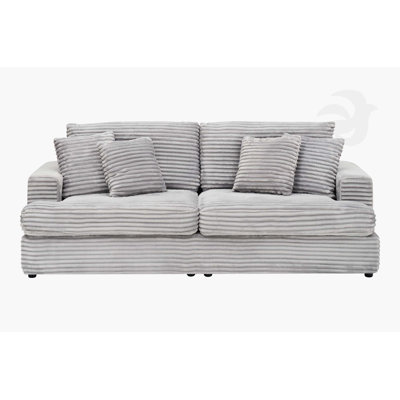 Canapé en velours côtelé 88,58 pouces 3 places: finition grise, spacieux et confortable, équipé de 4 coussins décoratifs assortis, rehausse l'esthétique moderne du salon