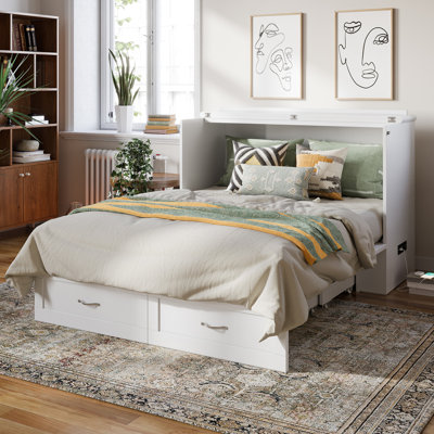 Atiyah Murphy Bed Chest with 6" Mattress, Storage and Built-in Charger