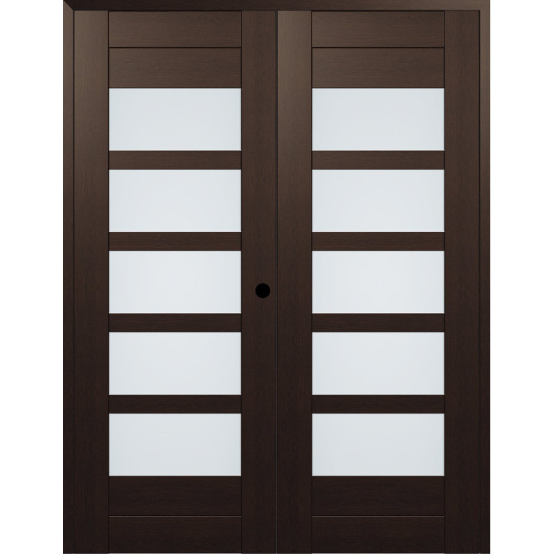 Portes françaises préfinies en verre Avon, Chêne Veralinga, 63,5 po x 79,375 po, Réversible