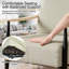 Ensemble de 2 chaises d'appoint Mid-Century beige avec accoudoirs en bois et structure en métal noir, support à ressorts confortable-1221708720