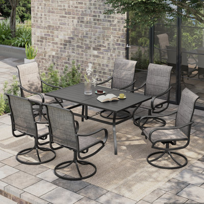 6 - Person Metal Patio Dining Set With Rectangular Table