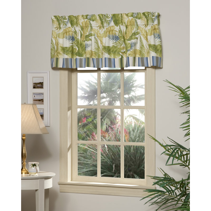 Cayman II Tropical Cotton Floral Straight Valance with Band
