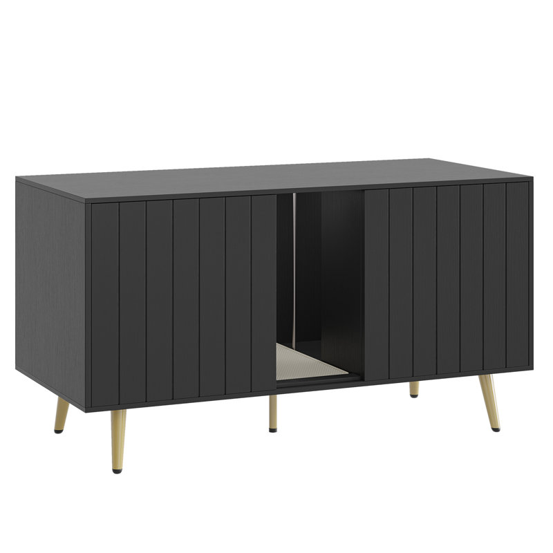 Meuble 47,24 po pour litière pour chat pour 2 chats, maison de chat intérieure cachée avec griffoir pour chat, table d'appoint pour meuble télé, salle de bain pour chat.