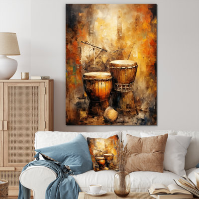 Art mural sur toile Djembe Journey Earthy Umber III