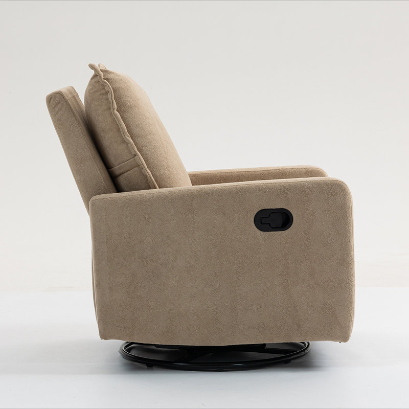Short plush manual button armchair sofa, Camel