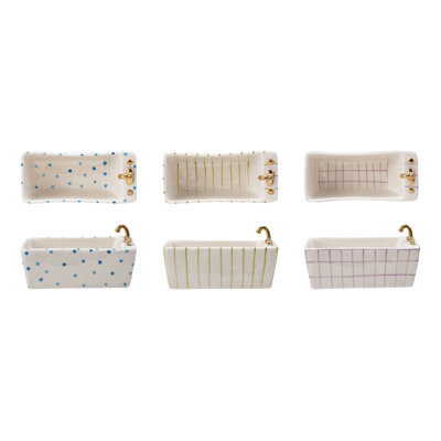 Hand-Painted Stoneware Bathtub Dishes With Gold Electroplating