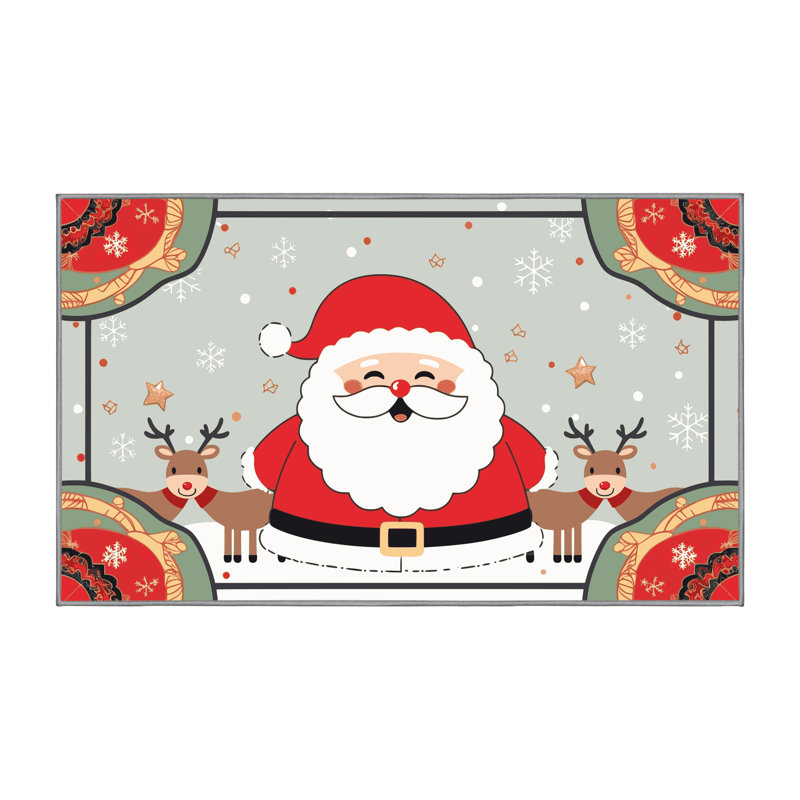 Tapis de vacances d'hiver de Noël lavable The Holiday Aisle®, Rectangle 4pi x 6 pi