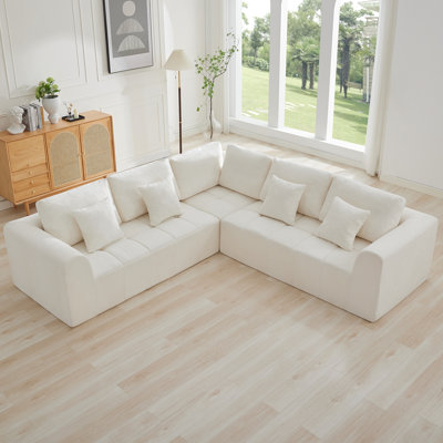 Oversized L-Shape Sectional Sofa, Modular Compressed Cloud Couch with Memory Foam, No Assembly Needed by Latitude Run