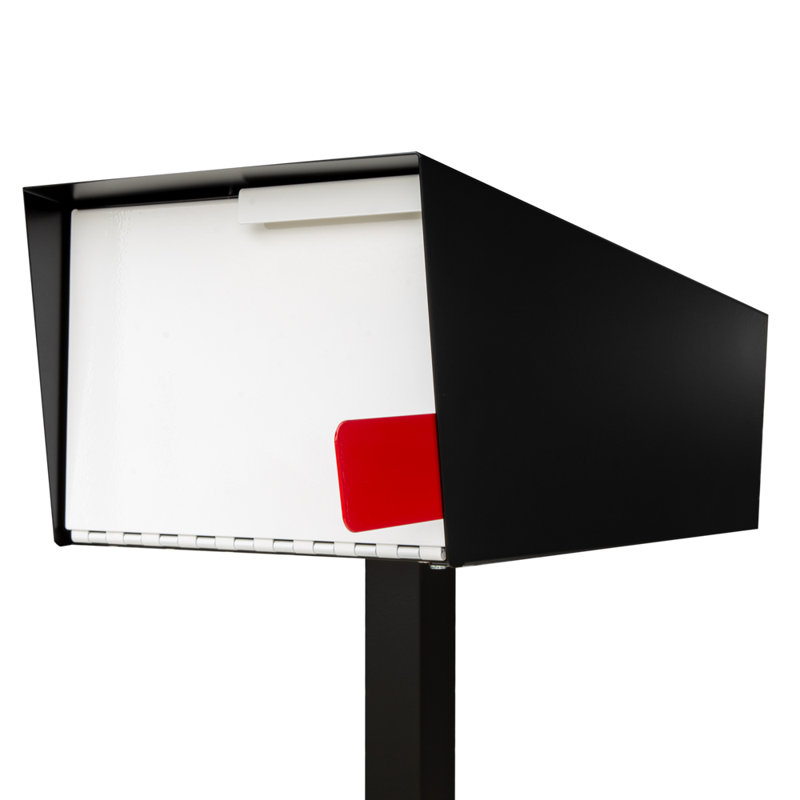 Modern Aluminum Post Mounted Mailbox, Black/White