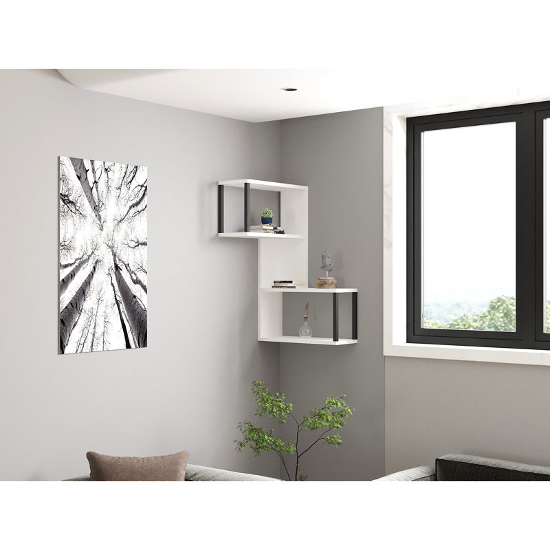 Tablette murale moderne, blanche, 33,1 po x 20,5 po x 7,9 po | 100% panneau de particules enduit de mélamine, épaisseur: 0,7 pouce | Fixation murale facile, conception élégante pour la maison ou le bureau, solution de rangement fonctionnelle