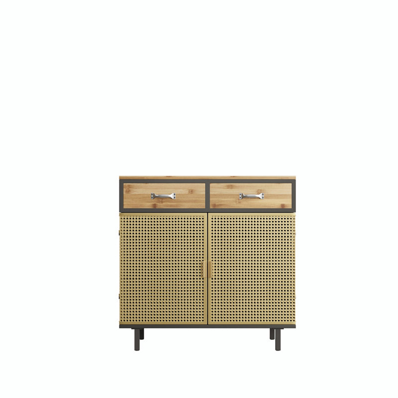 Armoire de rangement en faux bois à 2 tiroirs Eastbrook, Doré