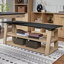 Minimalist L-Shaped Electric Standing Executive Desk with Leather Top 