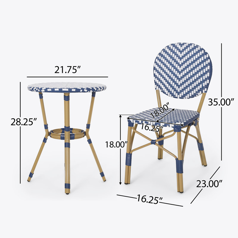 Ollegard 2 - Person Wicker Patio Dining Set with Round Table