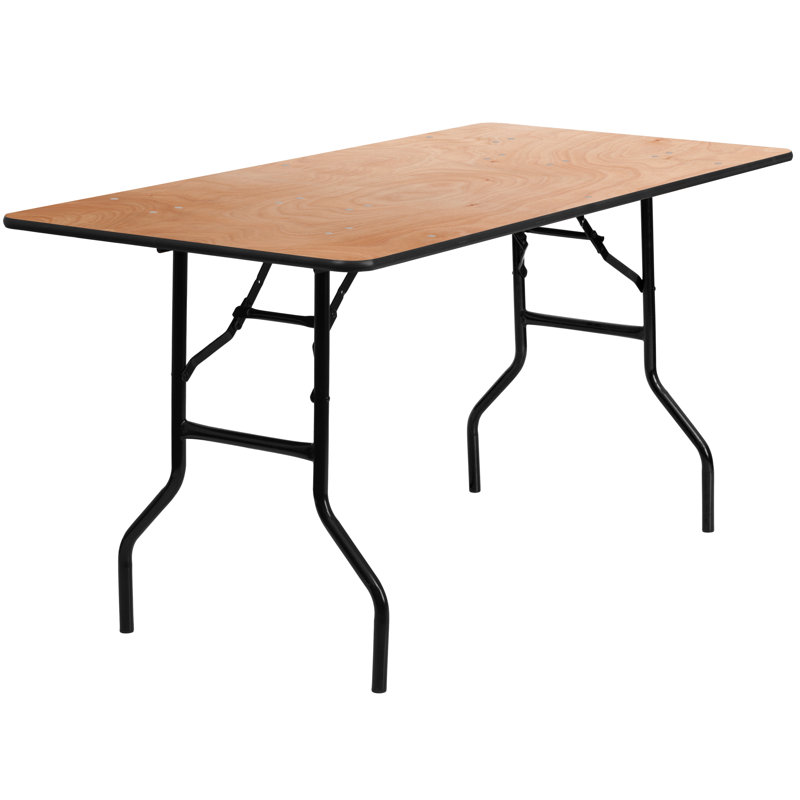 30"x 60" Rectangular Wood Folding Banquet Table with Clear Coated Finished Top
