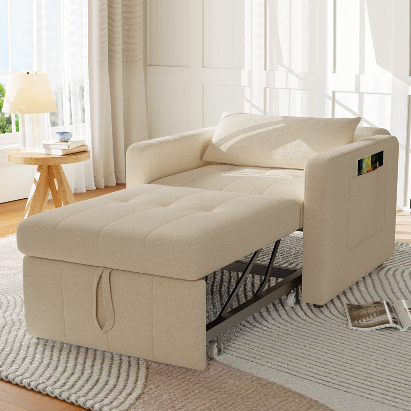 Convertible Folding Daybed, Single Folding Sofa Bed, Beige
