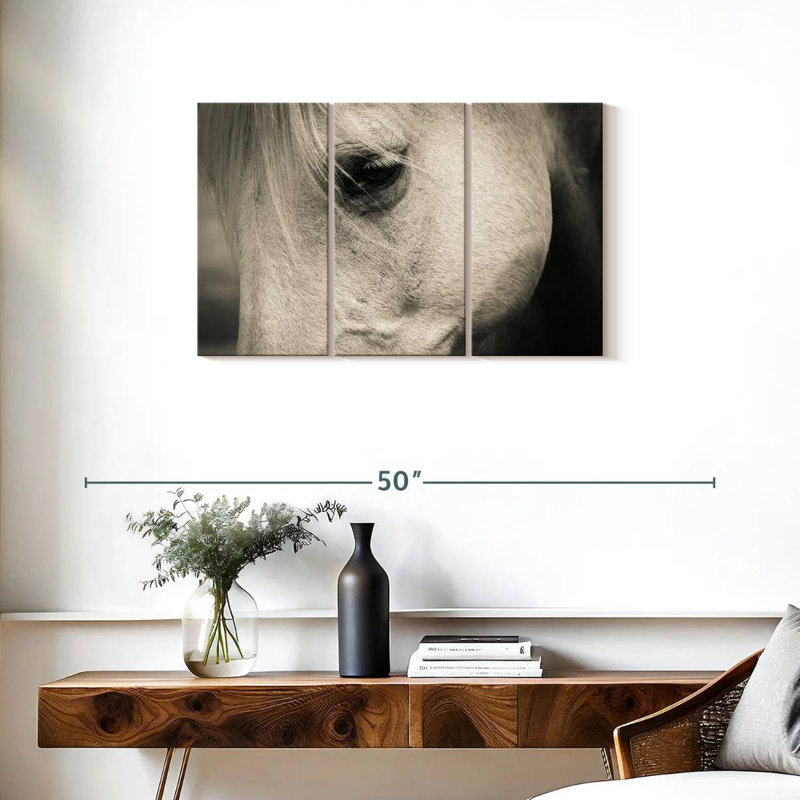 Œil de cheval blanc - impression sur toile tendue 3 pièces, H 20 po x l 33 po x P 1,25 po