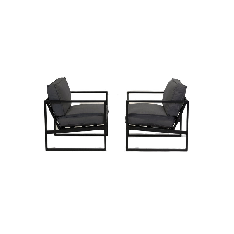Chaise de patio avec coussins Rauno, Gris anthracite