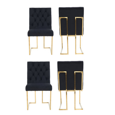 Luxury Tufted Velvet Dining Chair With Gold Frame