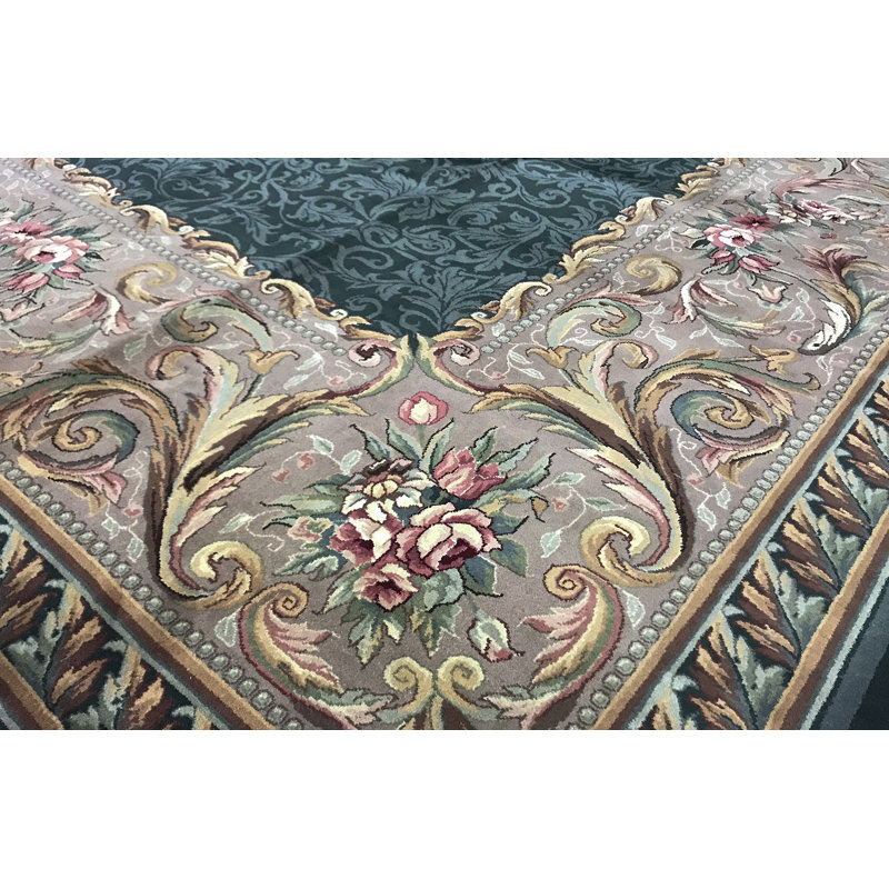 Jahan Wool Oriental Area Rug in Teal/Gray