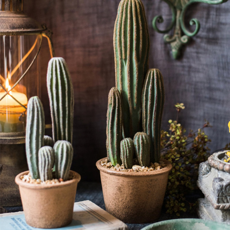 Faux Cactus Succulent in Terracotta Pot, 15.9" H x 5.5" W x 3.9" D