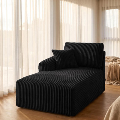 Méridienne modulaire en velours côtelé, canapé d'intérieur rembourré en rouleau compressé avec coussin moelleux, méridienne inclinable ergonomique pour le salon, support mi-ferme, orienté vers la gauche / droite, vert olive, beige et noir