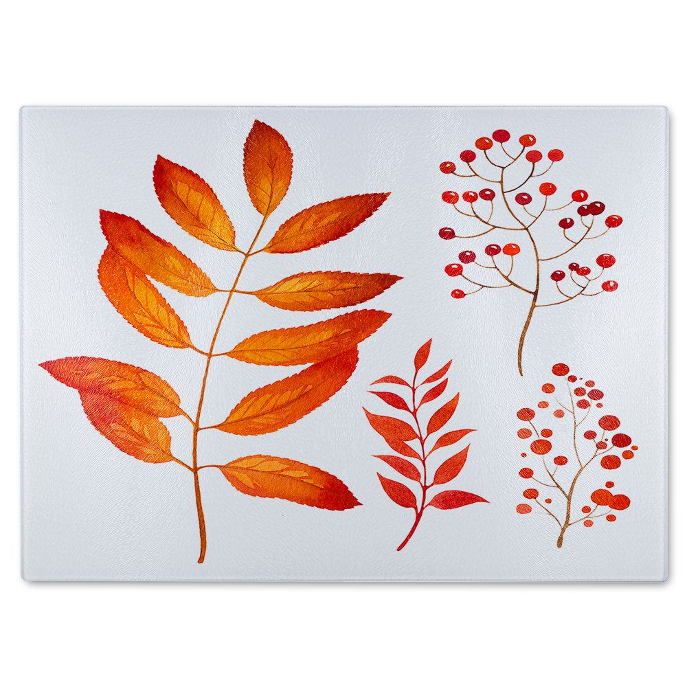 Autumn Leaves Glass Chopping Board