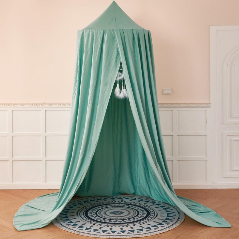 Princess Bed Canopy Round Dome For Girls Room Decor, Green, Green