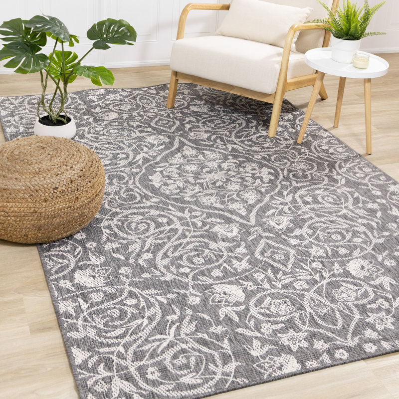 Tapis gris élégant et résistant aux taches, Rectangle 7 pi 10 po x 11 pi 2 po