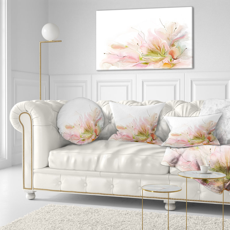 Floral Abstract Design on White - Coussin décoratif à imprimé floral