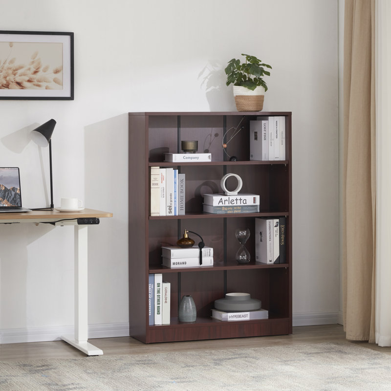 Cremorne Modern Standard Bookcase, Cherry, (4 shelves) 48" H x 33" W x 11.6" D