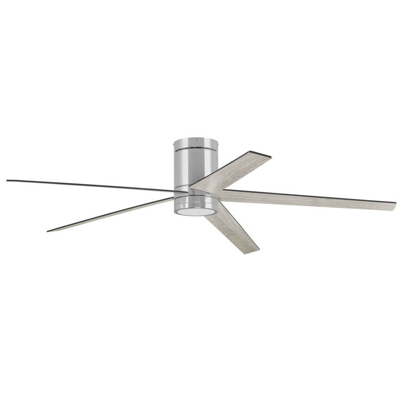 Graceshire 60" Brushed Nickel Ceiling Fan with LED Light and Remote, Gray Oak, Brushed Nickel