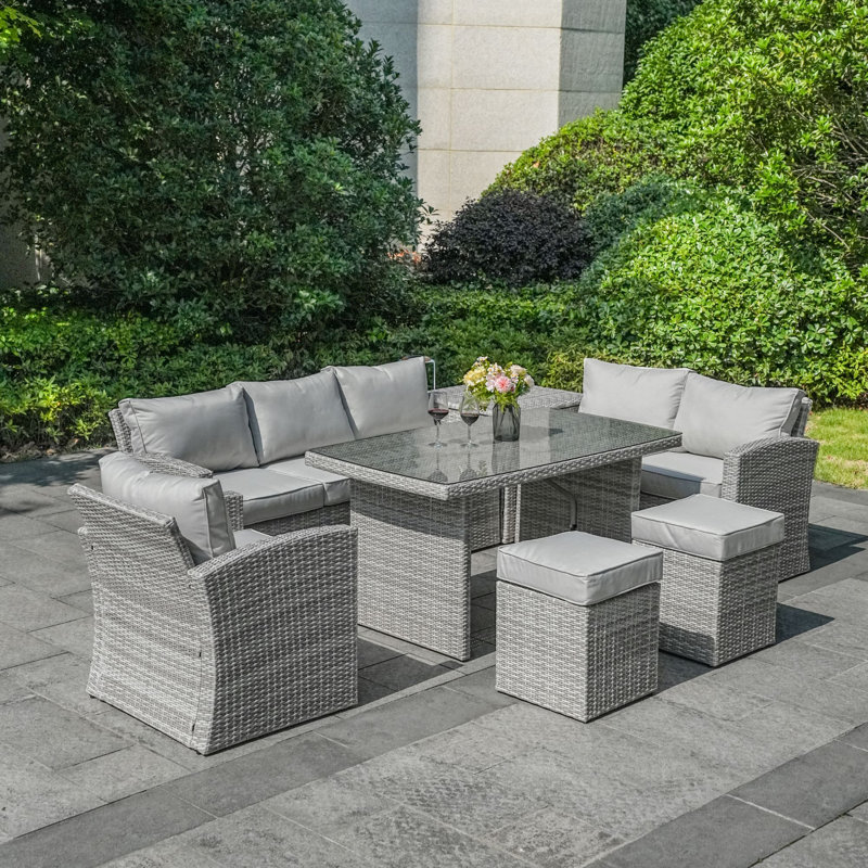 8 - Person Seating Group with Cushions, White