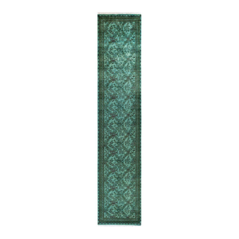 Tapis bleu noué à la main Mazarine, unique en son genre - bleu