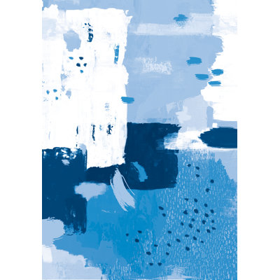 Teal N Navy Abstract Dots - Wrapped Canvas Painting Print