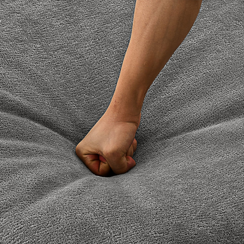 Fauteuil à billes en chenille avec repose-pieds en tissu, sans assemblage requis, Gris