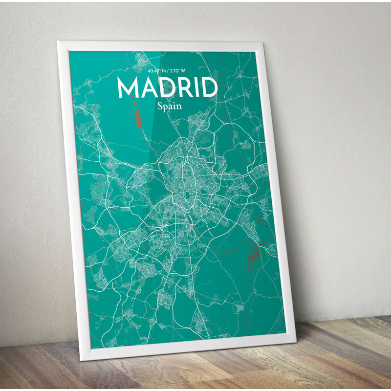 Madrid City Map - No Frame Print, 50.8cm H x 40.6cm W x 0.1cm D
