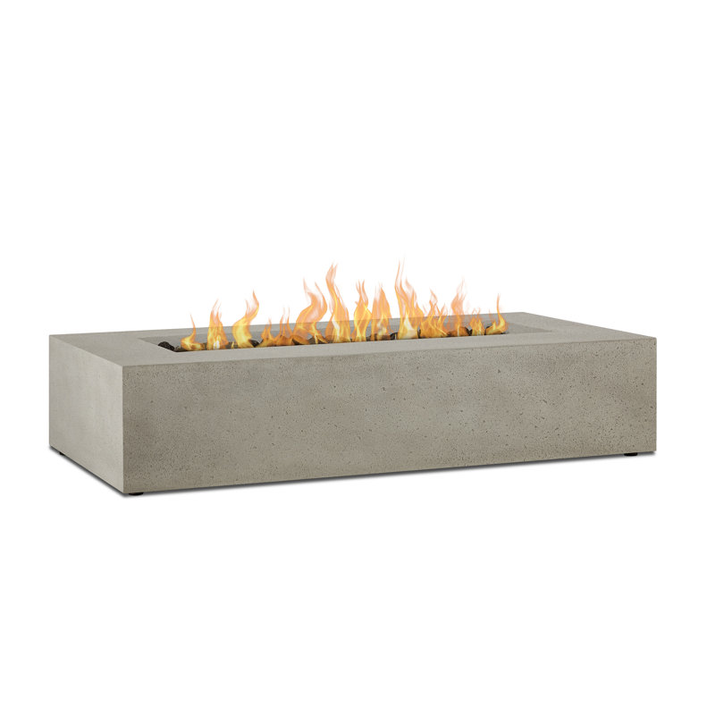 Geneva Rectangle Concrete Propane Fire Pit Table by Jensen Co., 12.75" H x 56.5" W x 28.5" D, Flint