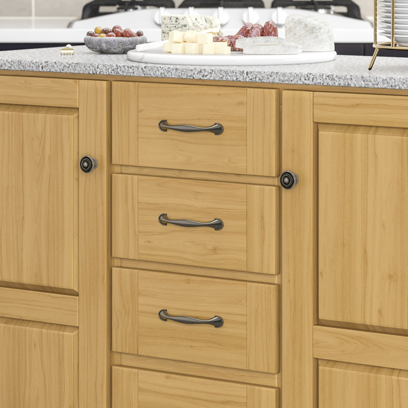 Îlot de cuisine avec plateau en granite Littrell, Naturel, Marbre