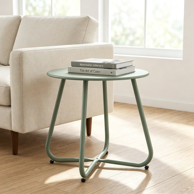 18" Green Steel Patio Side Table