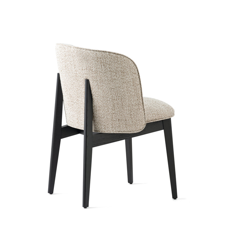 Abrey Upholstered Armchair with Wooden Base, Matt Black, Hemp