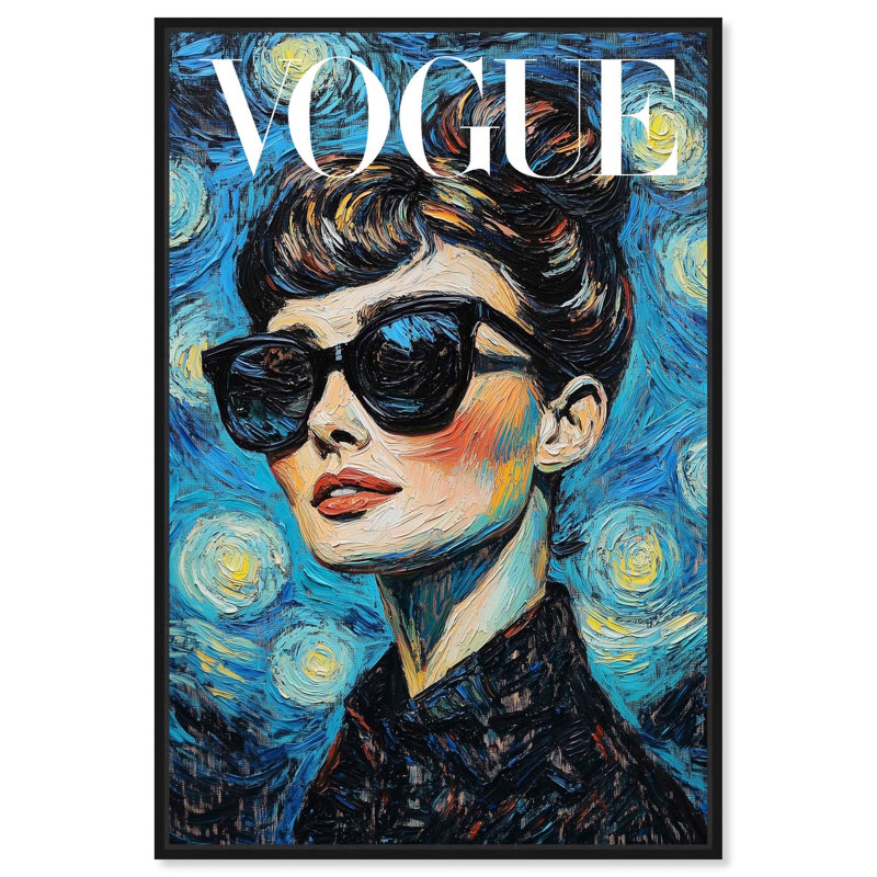 Toile Starry Night Icon par Art Remedy, Noir, H 16 po x l 11 po, Cadre flottant