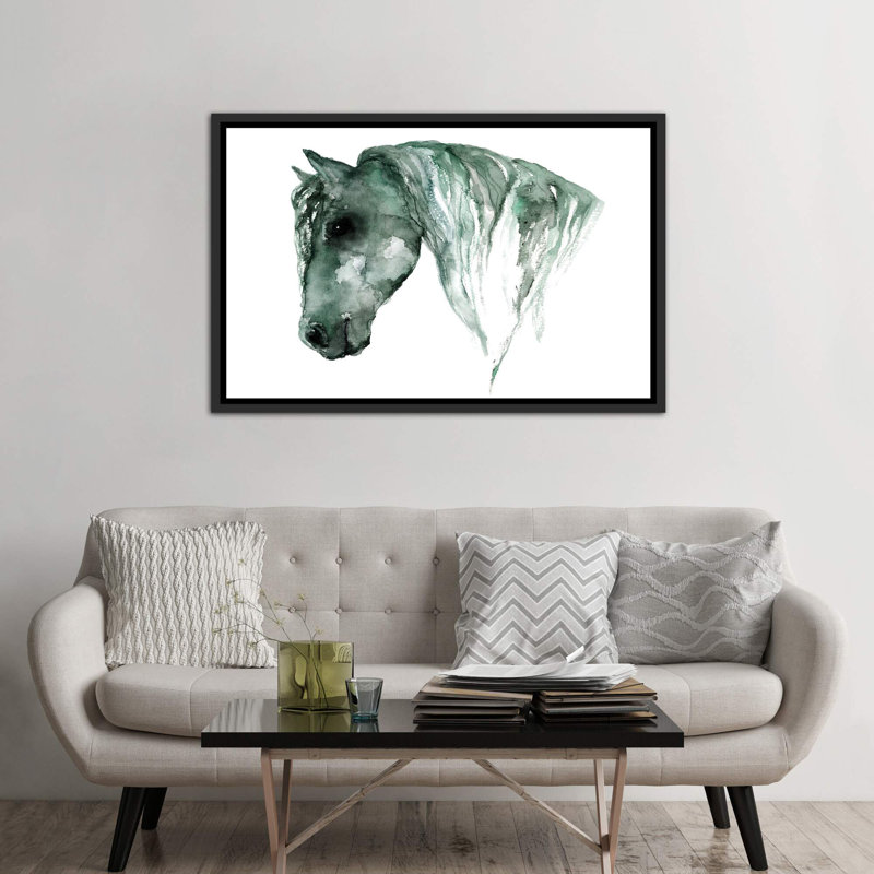 Art du cheval, H 40 po x l 60 po x P 1,5 po, Toile avec cadre noir
