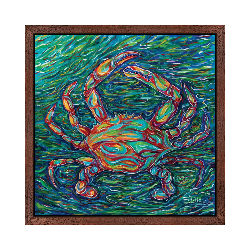 Crab 1 Piece Painting on Canvas, 66.04 cm H x 66.04 cm W, Brown Floater Framed